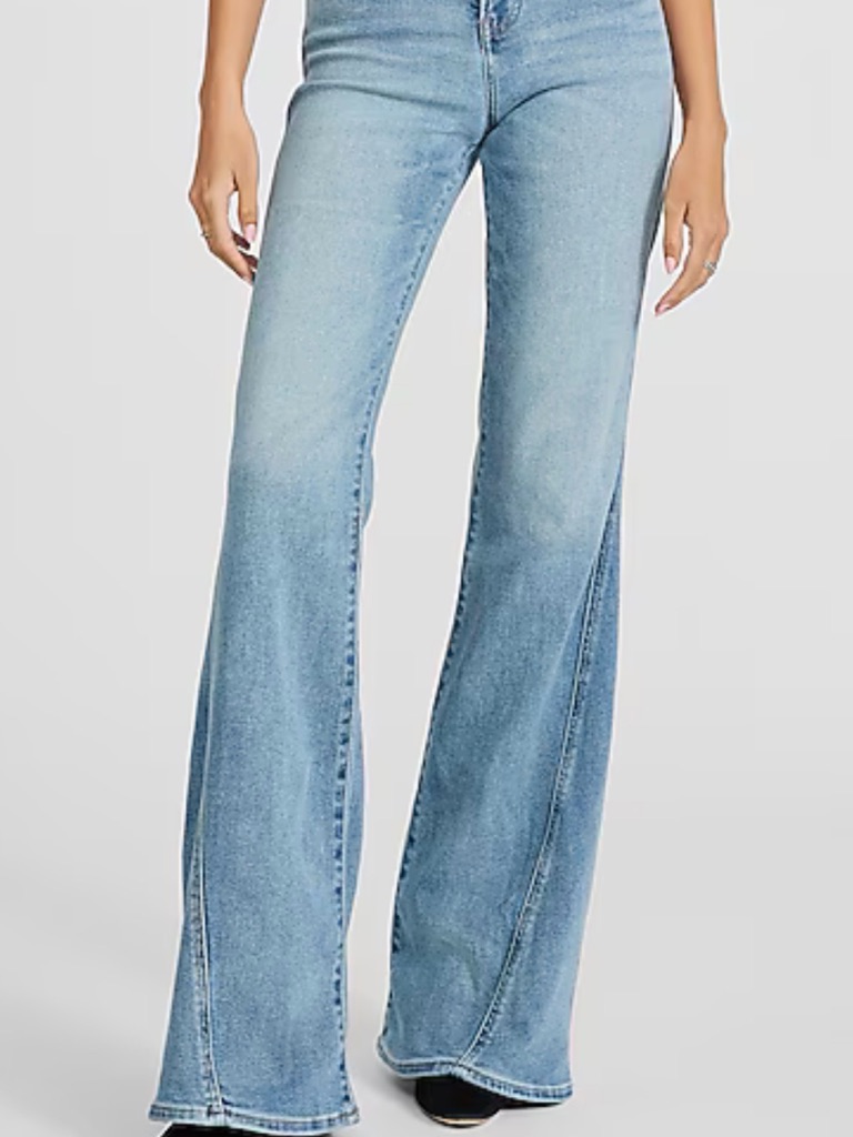 Mid Rise Light Wash Twist Seam Hyper Sculpt '70s Flare Jeans